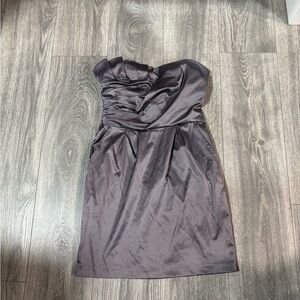 Pompous Girly Charcoal Pewter Gray 80's
Style Strapless Mini Dress with Pockets
